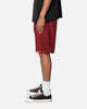 MNML Burnt Distressed Denim Shorts Red