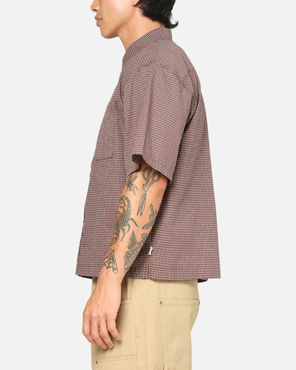 Carre Checkered Boxy Button Up Shirt Red Check
