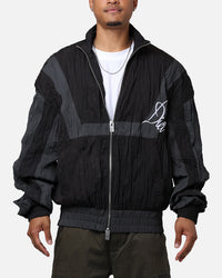Diet Starts Monday Crinkled Nylon Track Jacket Black/Grey