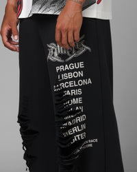 Loiter Destruct Sweat Pants Washed Black
