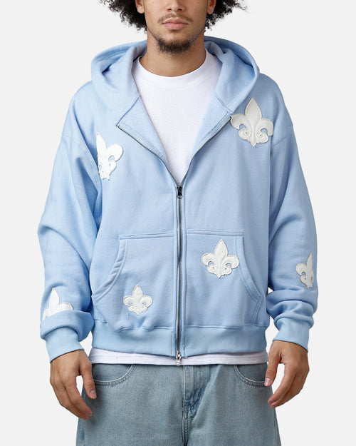 MNML Fleur Zip Up Hoodie Washed Blue