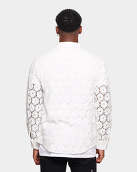 XXIII Cedric Lace Button Up Shirt White