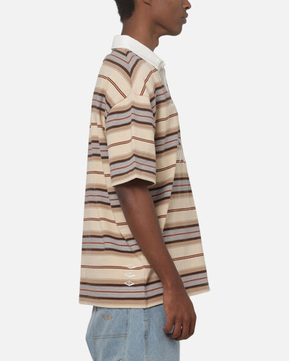 Vouseti Post Game Polo Shirt Latte Multi Stripe