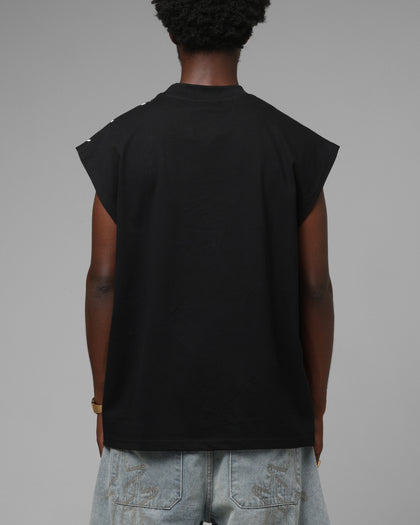 Loiter Script Muscle T-Shirt Black