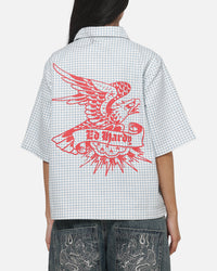 Ed Hardy Eagle Button Up Shirt Blue Pinstripe