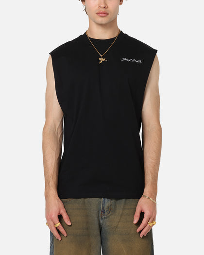 Saint Morta Scription Oversized Muscle T-Shirt Black