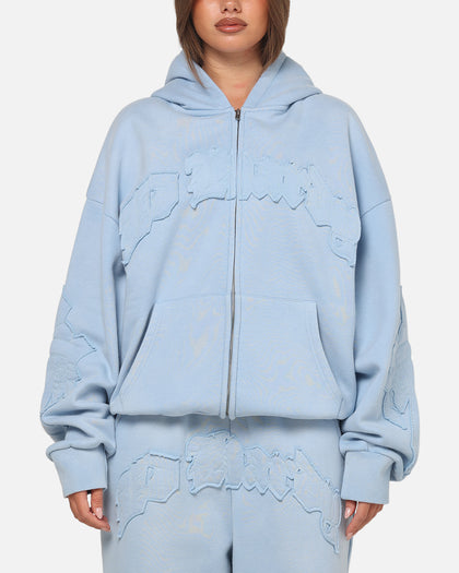 Ed Hardy Fray Zip Hoodie Blue