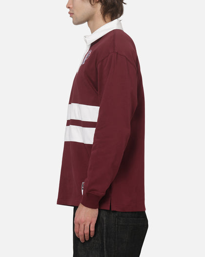 Mitchell & Ness New York Yankees Roses Rugby Long Sleeve Polo Shirt Sour Cherry