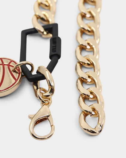 Wild for the Weekend Slam Dunk Basketball Bracelet Black/Gold/Red