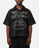 Loiter Motor PU Leather Button Up Shirt Black
