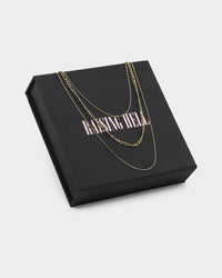 Raising Hell Women's Fine Chain Figaro Stack Necklace Set Gold