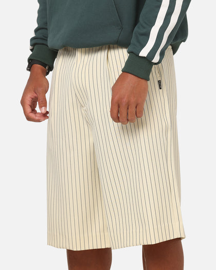Carre Heritage Pleated Shorts Off White Pinstripe