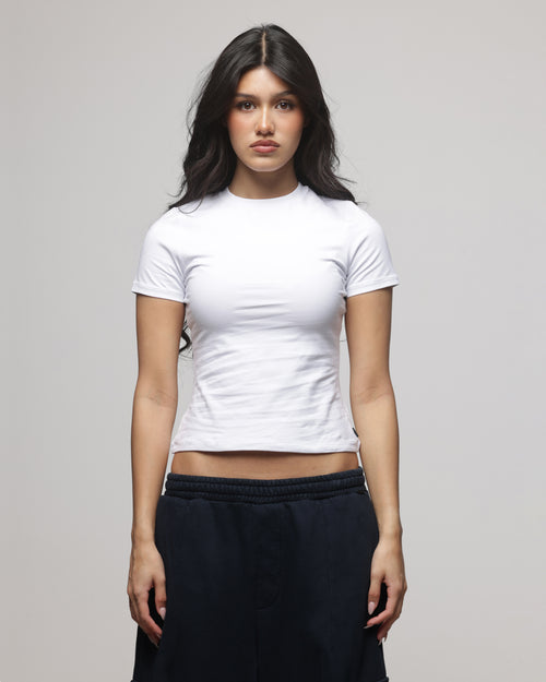 American Thrift Women's Longline Baby T-Shirt White