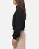 Nike Women's Studio Fleece Oversized 1/4-Zip Cropped Top Black