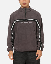 X-Large Stripe Polar Fleece Quarter Zip Fleece Mocha