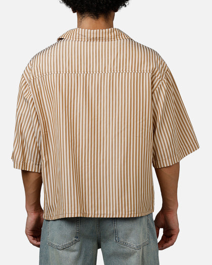MNML Strip One Pocket Pajama Shirt Brown/Cream