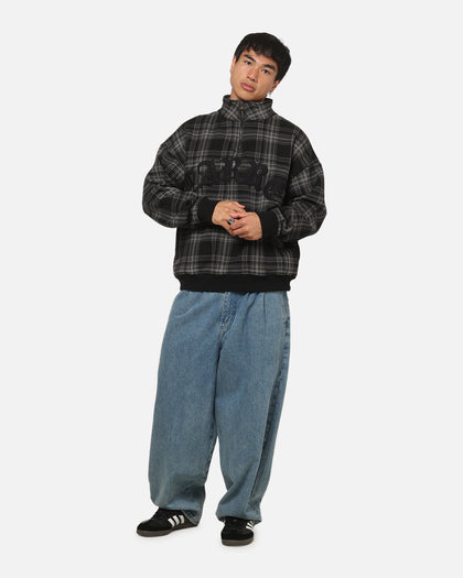 Carre Gridlock 1/4 Zip Crewneck Black Plaid