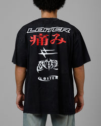 Loiter Pain Vintage T-Shirt Black Acidwash