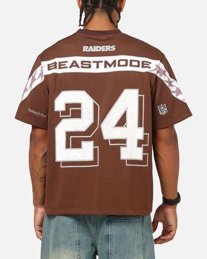 Mitchell & Ness Las Vegas Raiders Beastmode Boxy Mesh T-Shirt Chocolate Brown