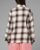 Loiter Heaven Distressed Flannel Button Up Shirt Brown/Beige