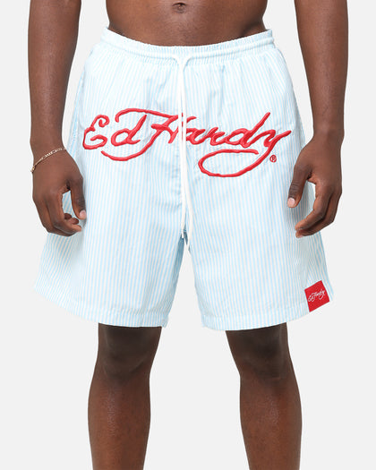 Ed Hardy Beach Shorts Blue Stripe