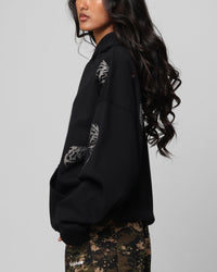Loiter Metal Rhinestone Hoodie Black