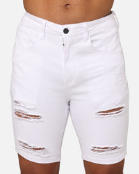 Saint Morta Dynasty Thrash V2 Denim Shorts White