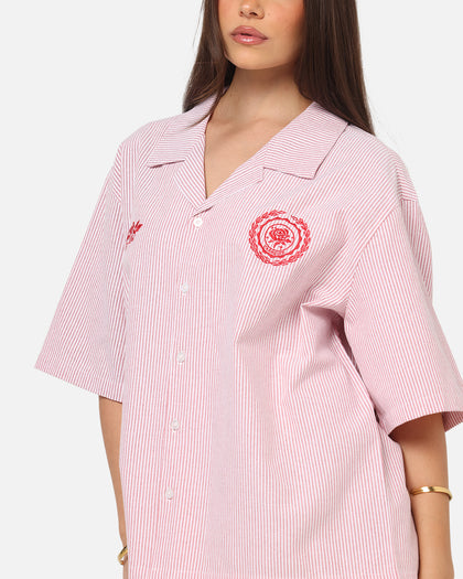 Carre Rose Pinstripe Button Up Shirt Red Stripe