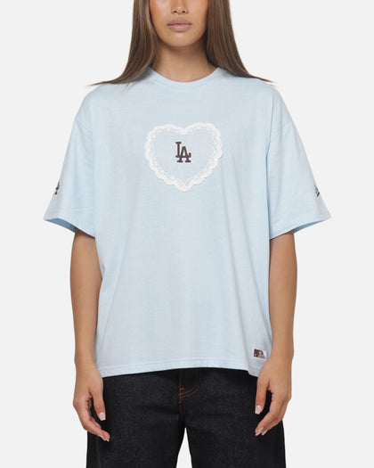 Majestic Athletic Women's Los Angeles Dodgers Heart Applique Oversized T-Shirt Baby Blue