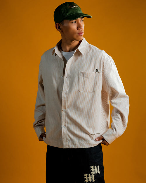 Carré x Disney Mickey & Friends Long Sleeve Oxford Shirt Ecru/Dark Khaki