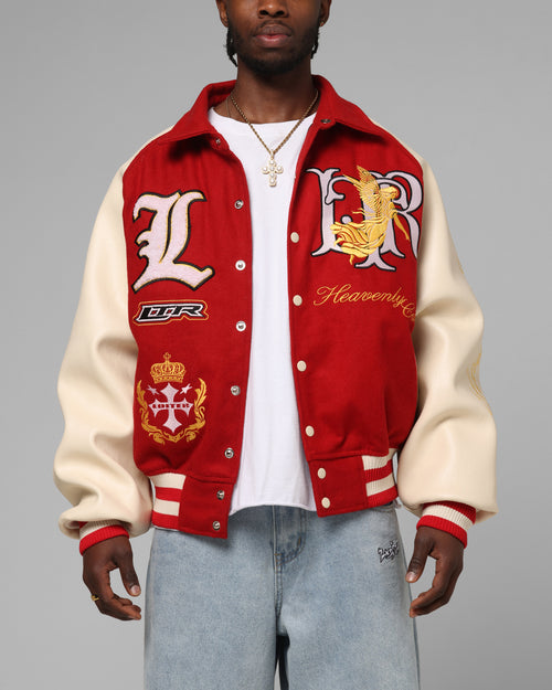 Loiter Heaven Varsity Jacket Red/Off White