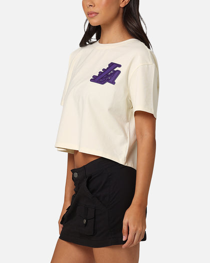 Pro Standard Women's Los Angeles Lakers Triple Tonal Cropped Boxy T-Shirt Eggshell