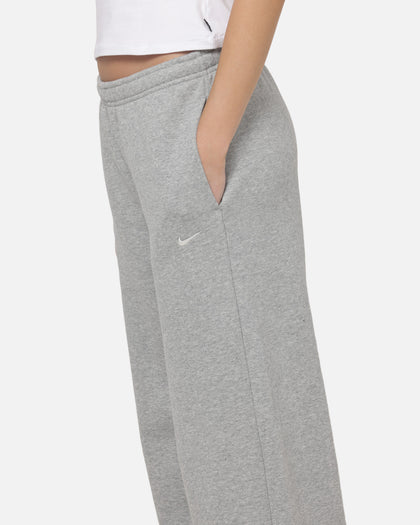 Nike Women's Studio Fleece Medium Weight Mid-Rise Wide-Leg Pants Dark Grey Heather