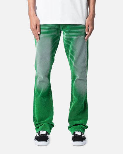 MNML B658 Gecko Suede Flare Denim Jeans Green