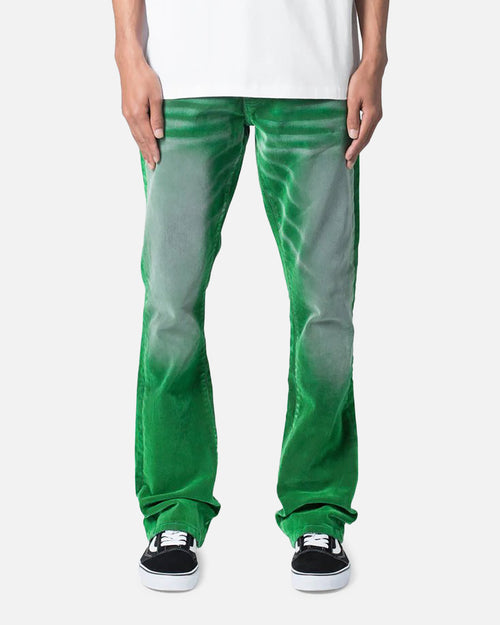 MNML B658 Gecko Suede Flare Denim Jeans Green