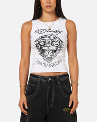 Ed Hardy Women's Tiger Ribbed Tank White
