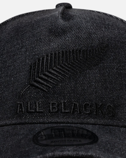 New Era New Zealand All Blacks 'Washed Denim' 9FORTY A-Frame Snapback Black