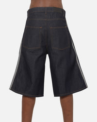 Adidas  Adicolor Jorts Mid-Rise Straight Leg Firebird Shorts Indigo Denim
