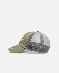 Von Dutch Contrast Distressed Trucker Snapback Moss/Yellow