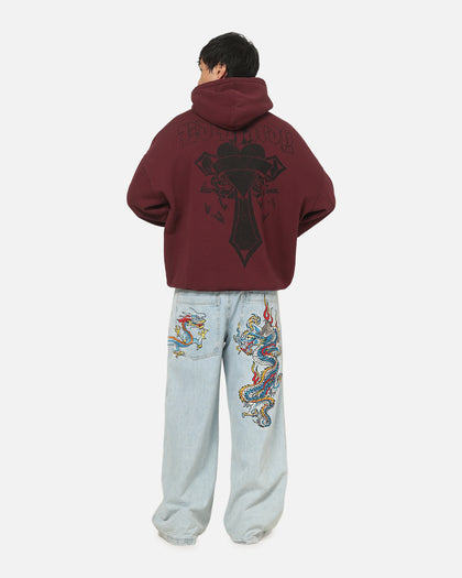 Ed Hardy Sacred Heart Hoodie Burgundy