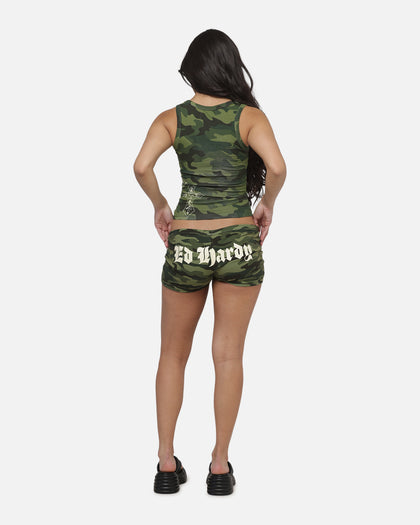 Ed Hardy Women's Crossed Tank Woodland Camo