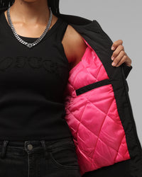 Loiter Hybrid Cropped Bomber Jacket Black