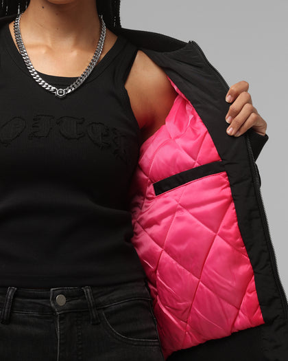 Loiter Hybrid Cropped Bomber Jacket Black