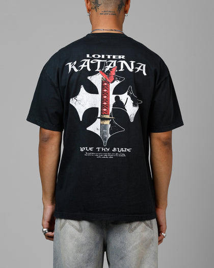 Loiter Katana Vintage T-Shirt Black Acidwash