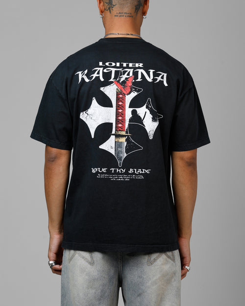 Loiter Katana Vintage T-Shirt Black Acidwash