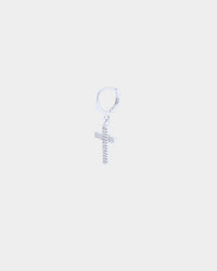 Saint Morta Mini Cross Earring Iced White Gold