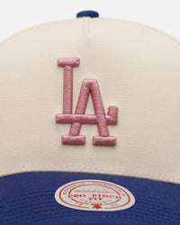 Mitchell & Ness Los Angeles Dodgers 'Pink Team Logo' Pro Pinch Snapback Off White