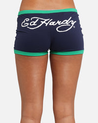 Ed Hardy Women's Logo Mini Shorts Navy/Green