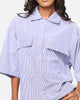 MNML Cropped Striped Short Sleeve Shirt Blue