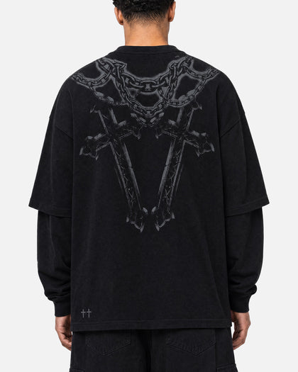 Saint Morta Renaissance Layered Long Sleeve T-Shirt Washed Black